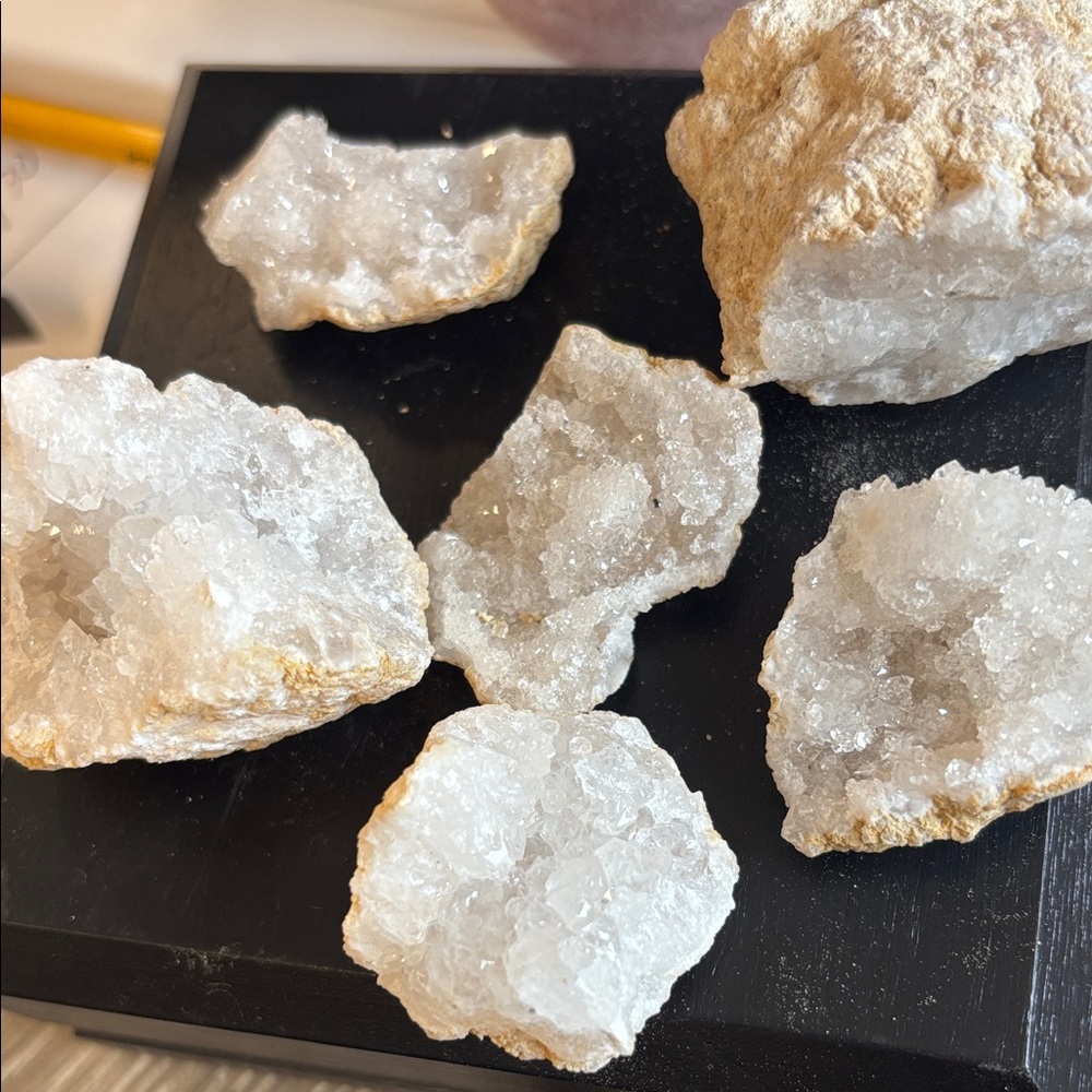 White Quartz Crystal Geode Cluster Set
